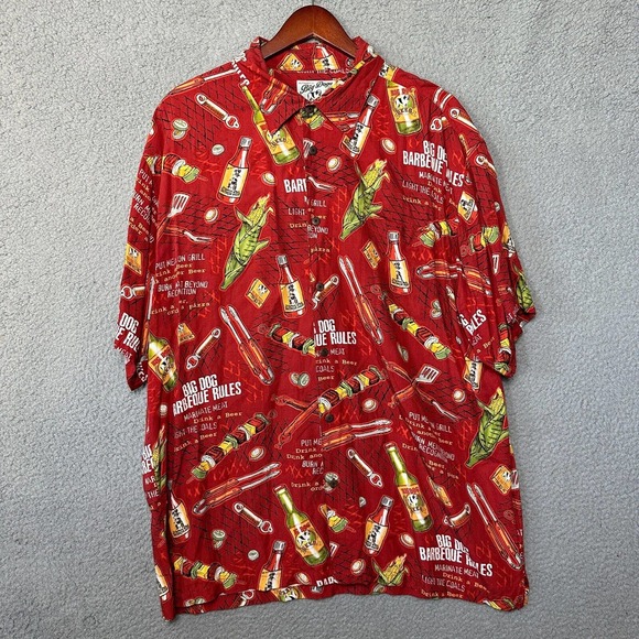 Big Dogs Shirts Big Dogs Shirt Mens Large Red Hawaiian Bbq Beer